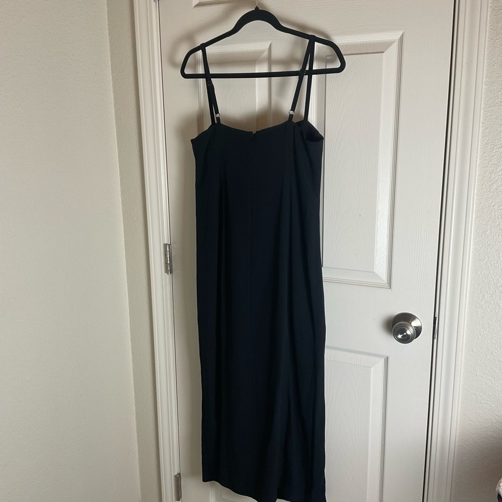 J. Crew Black Midi Slip Dress with Side Slit - Picture 8 of 9